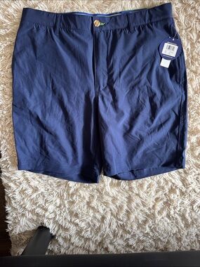 Men's Flat Front Stretch Shorts — Navy